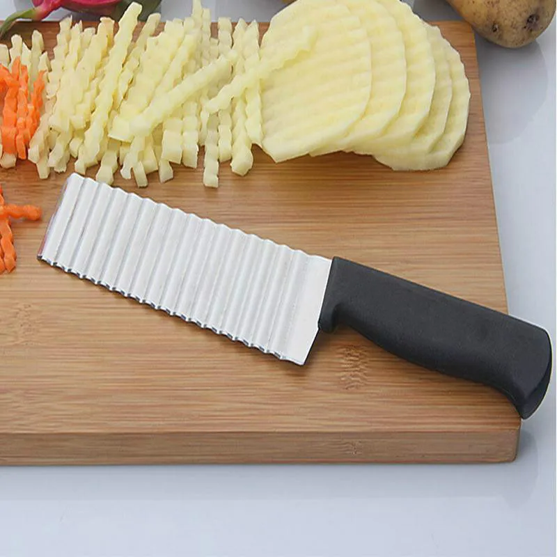 Stainless Steel Potato Cutter Chopper Household French Fry Maker Potato Chip Tool Dough Vegetable Fruit Crinkle Wavy Shape Knife 
Stainless Steel Potato Cutter Chopper Household French Fry Maker Potato Chip Tool Dough Vegetable Fruit Crinkle Wavy Shape Knife