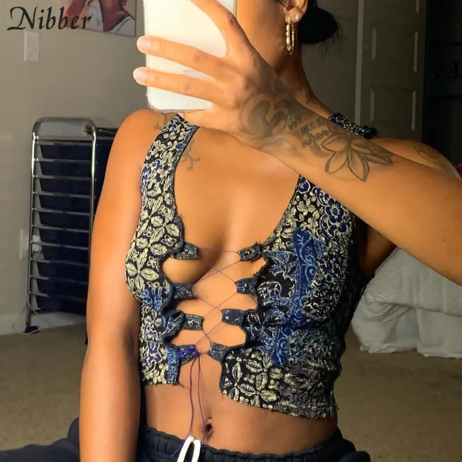 Nibber Fashion Graphic Pattern Cross Lace Up Hollow Sleeveless T-shirt for Women Hot Sexy Print Slim Skinny Crop Tank Top Mujer
Nibber Fashion Graphic Pattern Cross Lace Up Hollow Sleeveless T-shirt for Women Hot Sexy Print Slim Skinny Crop Tank Top Mujer