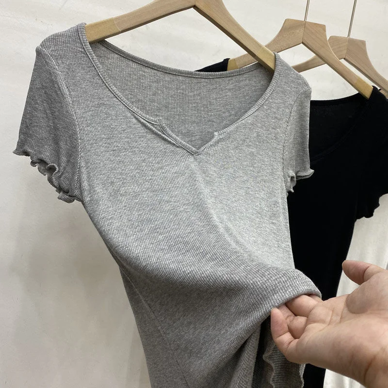 Elasstic Knitted Solid Women T-Shirts Summer New 2021 O-Neck Slim White Casual All Match Female Pulls Tops Tees X533
Elasstic Knitted Solid Women T-Shirts Summer New 2021 O-Neck Slim White Casual All Match Female Pulls Tops Tees X533