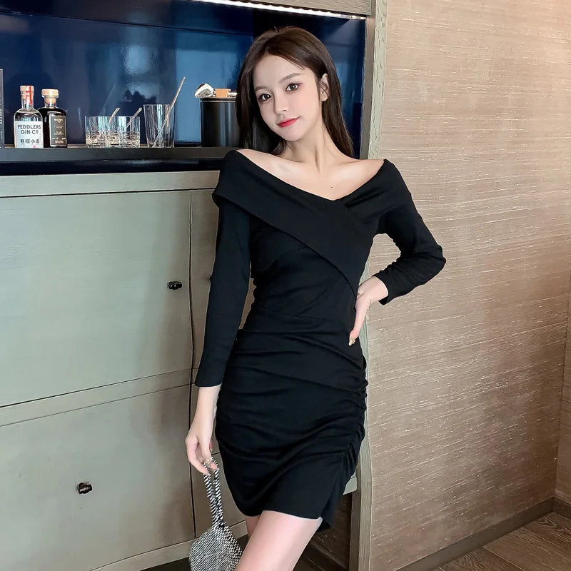 COIGARSAM Sexy Full Sleeve Women one-piece dress korean New Spring V-Neck Dresses Black Pink 9520
COIGARSAM Sexy Full Sleeve Women one-piece dress korean New Spring V-Neck Dresses Black Pink 9520