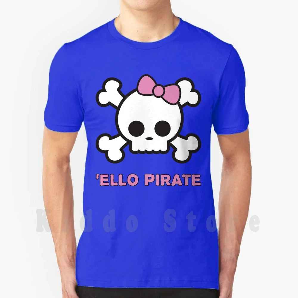 

Футболка Ello Pirate-Kawaii с изображением пиратского черепа и кросс-костей, Хлопковая мужская футболка с принтом «сделай сам», крутая футболка Kawaii,...