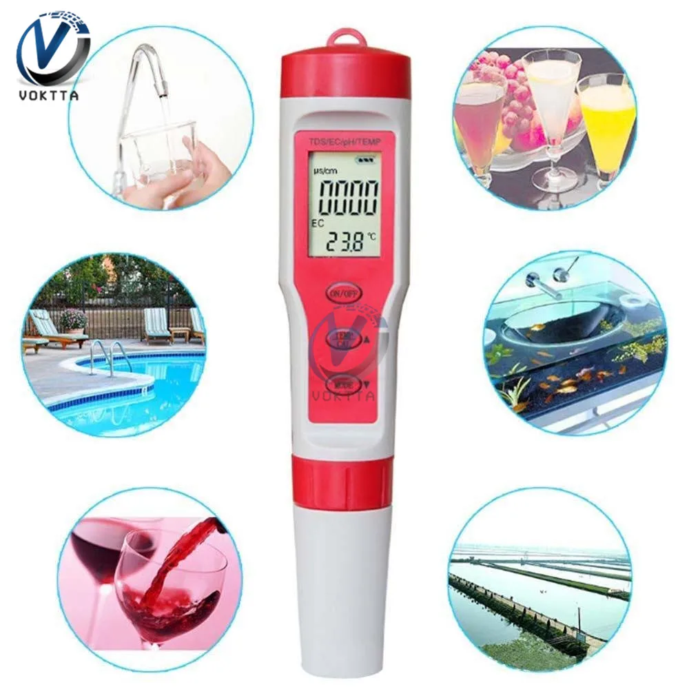PH/EC/TDS/TEMP Water Tester 4 in 1 / 3 in 1 Professional Water Quality Monitor Tester for Pools Drinking Water Aquariums
PH/EC/TDS/TEMP Water Tester 4 in 1 / 3 in 1 Professional Water Quality Monitor Tester for Pools Drinking Water Aquariums