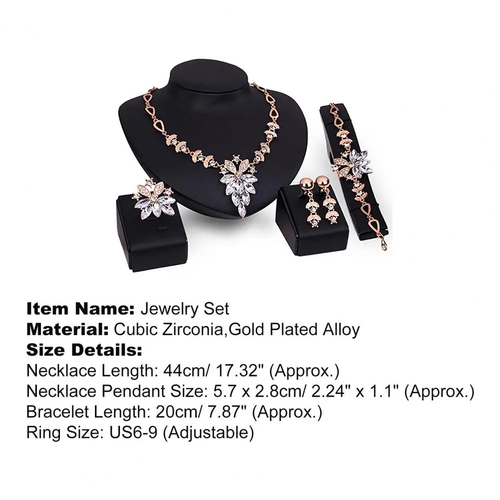 80% Hot Sale 4Pcs Jewelry Set Flower Design Birthday Gift Durable Necklace Earrings Bracelet Ring Jewelry Set for Wedding
80% Hot Sale 4Pcs Jewelry Set Flower Design Birthday Gift Durable Necklace Earrings Bracelet Ring Jewelry Set for Wedding