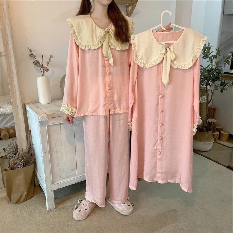 Pajamas for Women Orange Pink Doll Collar Bow Button Home Clothes Girls Loose Casual Two-piece Suit
Pajamas for Women Orange Pink Doll Collar Bow Button Home Clothes Girls Loose Casual Two-piece Suit