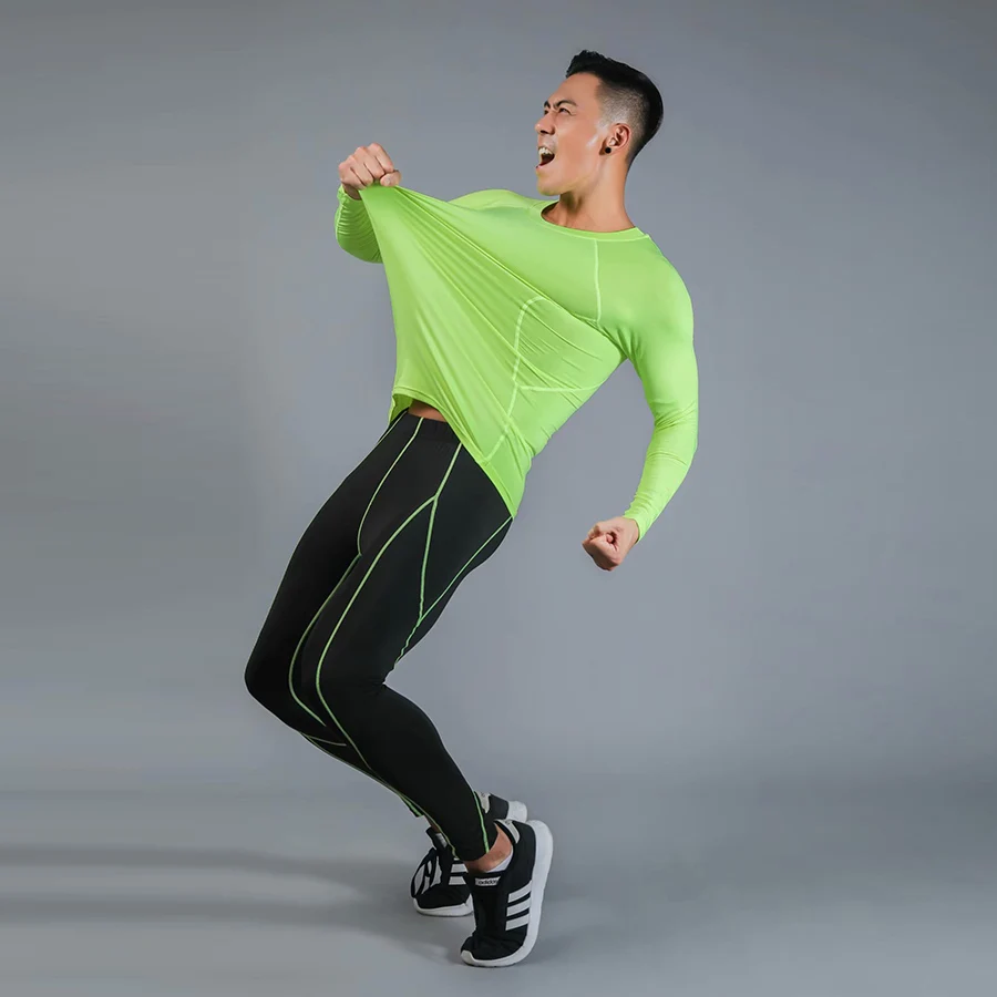 New Men's Fitness Compression Set Tops + Leggings Underwear Pure Green Crossfit Long Sleeve + Tights Sportswear Set
New Men's Fitness Compression Set Tops + Leggings Underwear Pure Green Crossfit Long Sleeve + Tights Sportswear Set