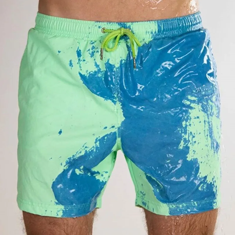 

2021 Beach Shorts Men Magical Color Change Swimming Short Trunks Summer Swimsuit Swimwear Shorts Quick Dry Bathing Beach Pants