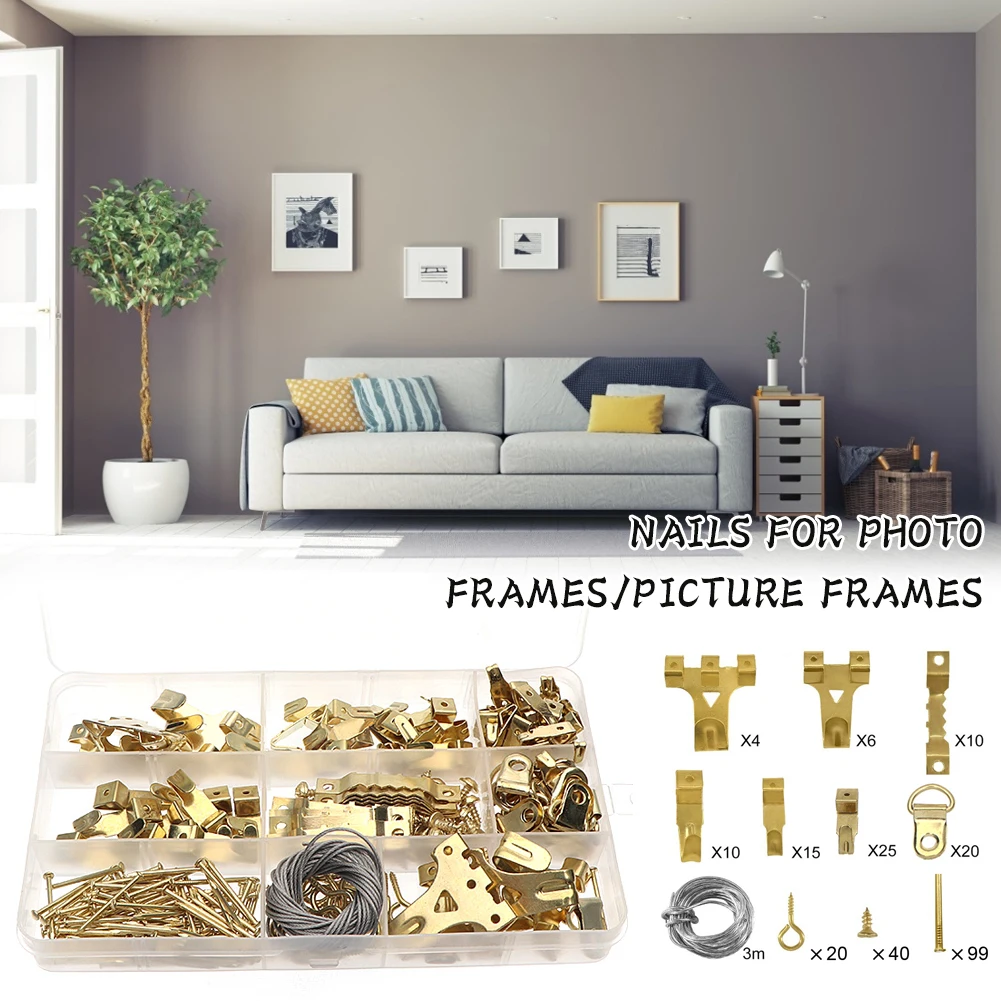 250pcs Picture Hanging Kit Frame Hangers Durable Serrated Hooks With Screws Gold Picture Frame Hanger Tool Hanging Hooks
250pcs Picture Hanging Kit Frame Hangers Durable Serrated Hooks With Screws Gold Picture Frame Hanger Tool Hanging Hooks