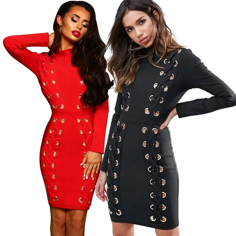 Sexy Hollow Out Hole Lace Up Bandage Bodycon Dress Women Fashion Slim Long Sleeve Elegant Short Club Dresses Vestidos De Fiesta
Sexy Hollow Out Hole Lace Up Bandage Bodycon Dress Women Fashion Slim Long Sleeve Elegant Short Club Dresses Vestidos De Fiesta