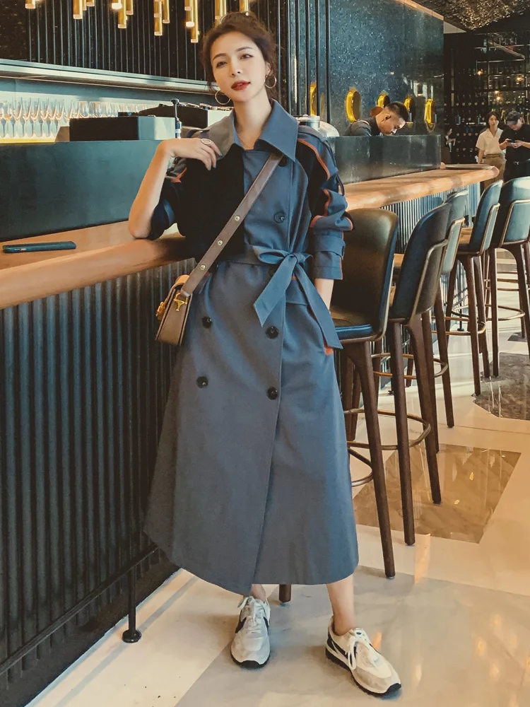 Pop Fashion Nice Autumn Casual Single-breasted Splicing Simple Classic Long Trench Coat With Belt Chic Female Windbreaker Y33
Pop Fashion Nice Autumn Casual Single-breasted Splicing Simple Classic Long Trench Coat With Belt Chic Female Windbreaker Y33