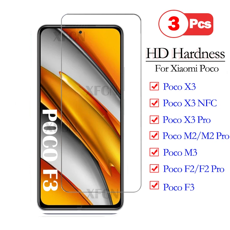 3Pcs Hardness Glass Phone Screen Protector For Xiaomi Poco F3 X3 M2 F2 Pro X3NFC Protection Tempered Glass on Poco X3 Pro Sheet
3Pcs Hardness Glass Phone Screen Protector For Xiaomi Poco F3 X3 M2 F2 Pro X3NFC Protection Tempered Glass on Poco X3 Pro Sheet