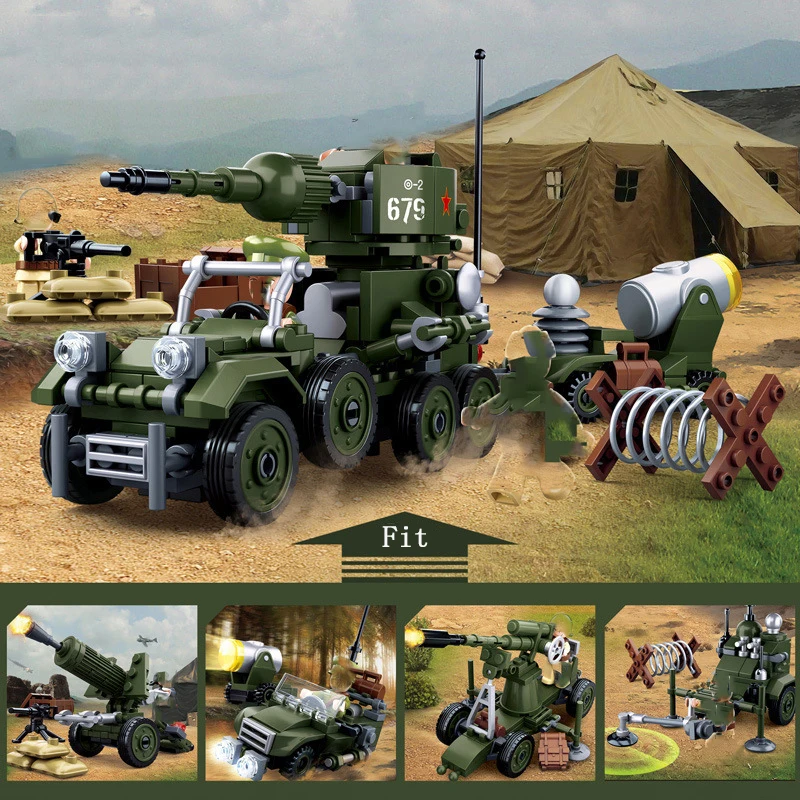 Military Chariot Tank Assembly Building Blocks 4 Combination Military Equipment Wheeled Assault Vehicle DIY Model Brick Boy Toy
Military Chariot Tank Assembly Building Blocks 4 Combination Military Equipment Wheeled Assault Vehicle DIY Model Brick Boy Toy
