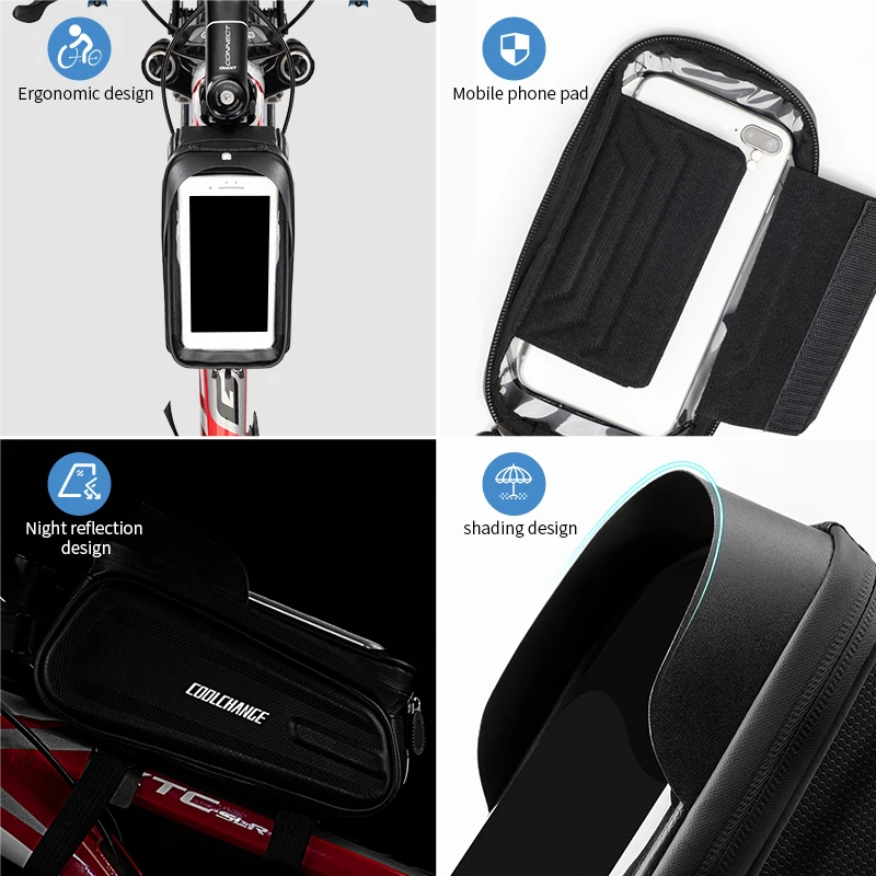 CoolChange Bicycle Top Tube Bag Front MTB Bike Bag 6.5 Touch Screen Phone Waterproof Cycling Frame Bag ciclismo Bike Accessories
CoolChange Bicycle Top Tube Bag Front MTB Bike Bag 6.5 Touch Screen Phone Waterproof Cycling Frame Bag ciclismo Bike Accessories