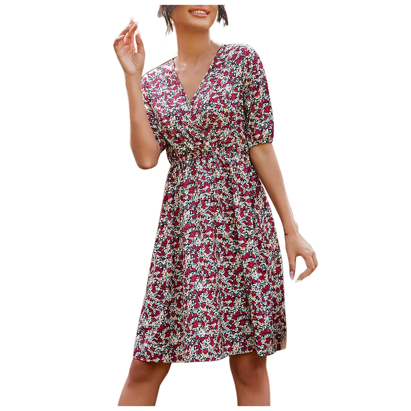 2021 New Loose Short Sleeve Women Dresses V-neck Summer Women's Dress Plus Size Summer Top Style Fashion Cothing
2021 New Loose Short Sleeve Women Dresses V-neck Summer Women's Dress Plus Size Summer Top Style Fashion Cothing