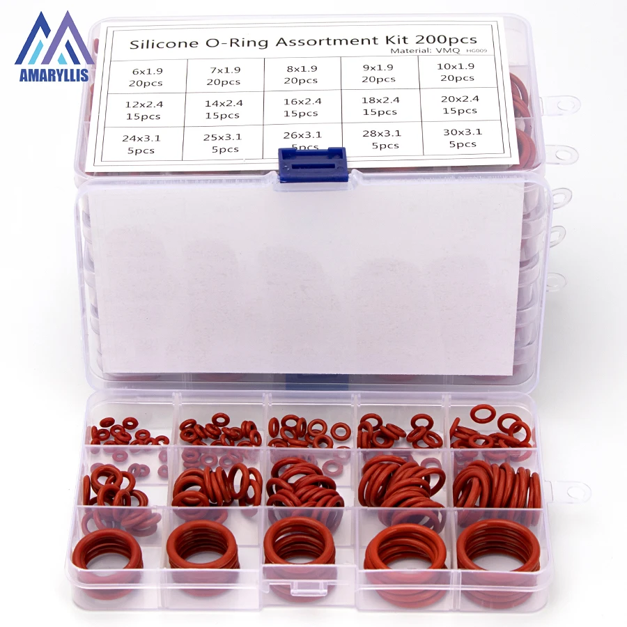 150-225PCS VMQ Sealing Silicone O-rings OD 6mm-35mm CS 1mm 1.5mm 1.9mm 2.4mm 3.1mm Red Gasket Replacements S9
150-225PCS VMQ Sealing Silicone O-rings OD 6mm-35mm CS 1mm 1.5mm 1.9mm 2.4mm 3.1mm Red Gasket Replacements S9