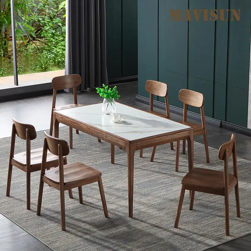 Nordic Rock Board Dining Table Modern Simple Household Small Rectangular Solid Wood Dining Table And Chair Combination Furniture
Nordic Rock Board Dining Table Modern Simple Household Small Rectangular Solid Wood Dining Table And Chair Combination Furniture