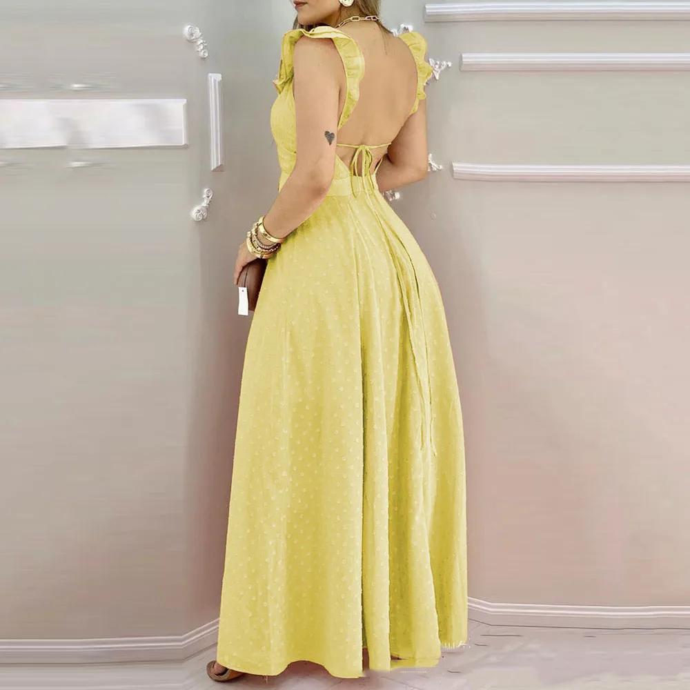 2021 Summer Western Style Ladies Dress Fashion Temperament Casual Designer Solid Color Backless Split Fork V-neck High Waist
2021 Summer Western Style Ladies Dress Fashion Temperament Casual Designer Solid Color Backless Split Fork V-neck High Waist
