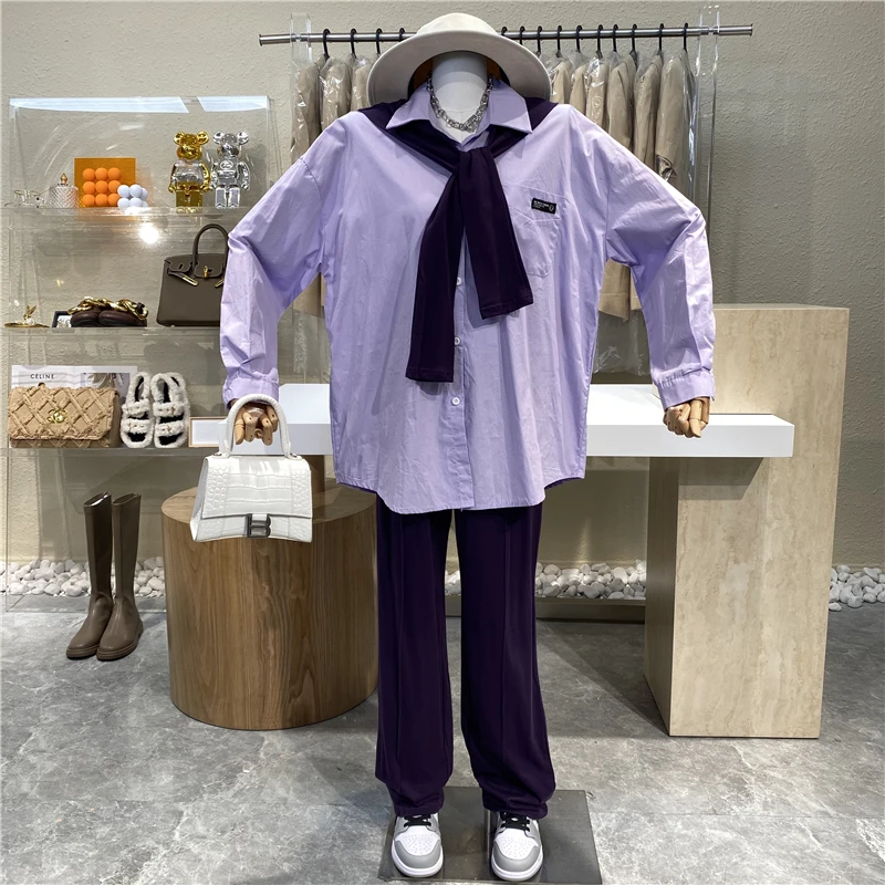 Niche Design 3-in-1 New 2021 Loose Lapel Pocket Label Long Sleeve Shirt+contrast Casual Wide Leg Trousers+shawl Three-piece Suit
Niche Design 3-in-1 New 2021 Loose Lapel Pocket Label Long Sleeve Shirt+contrast Casual Wide Leg Trousers+shawl Three-piece Suit
