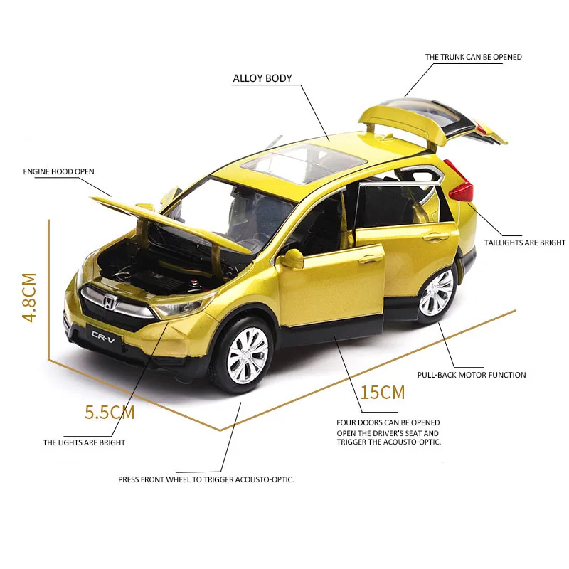SVIP 1:32 Honda CRV Car Model Alloy Car Die-cast Toy Car Model Sound and Light Children's Toy Collectibles Free Shipping
SVIP 1:32 Honda CRV Car Model Alloy Car Die-cast Toy Car Model Sound and Light Children's Toy Collectibles Free Shipping