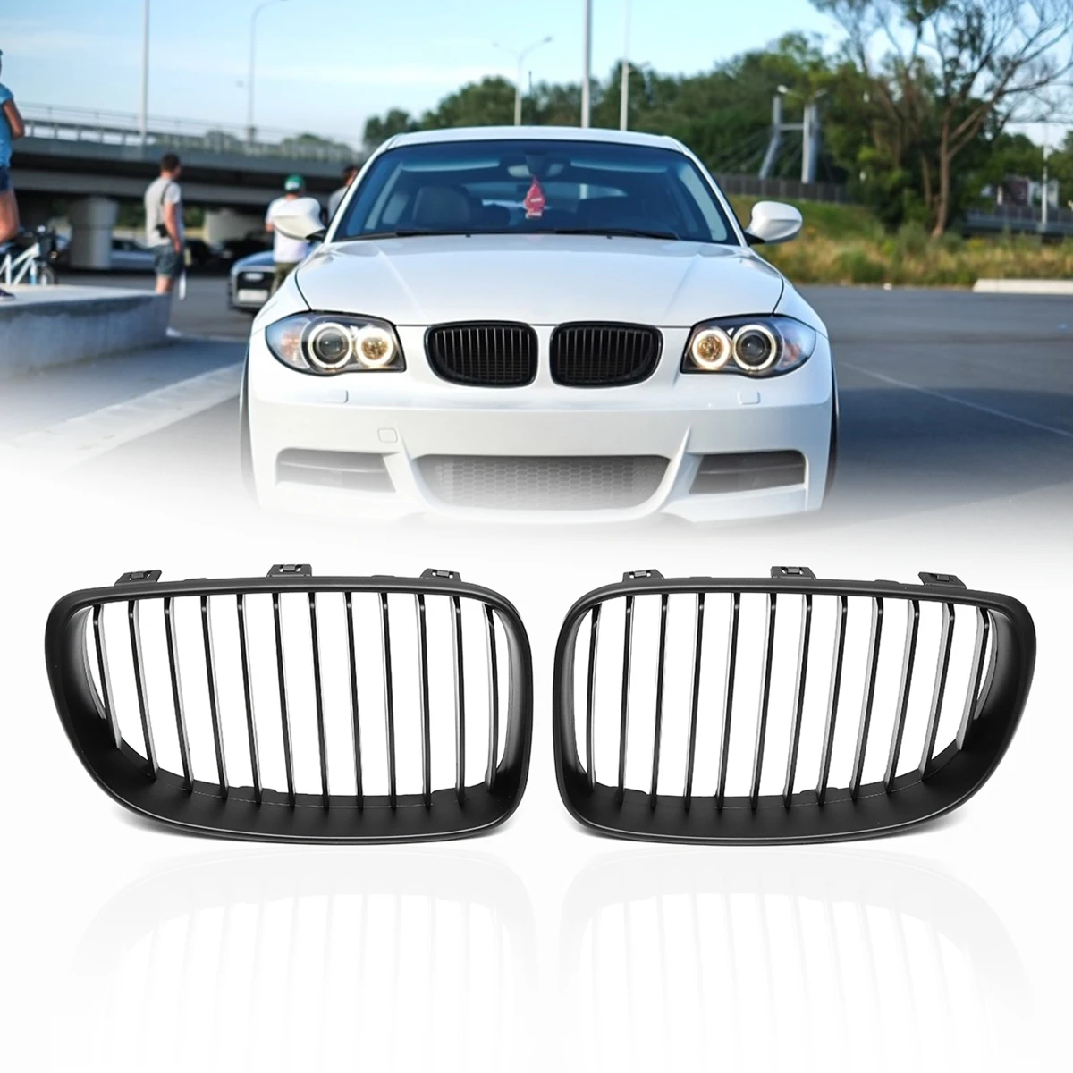 For BMW 1 SERIES E81 E82 E87 E88 2d 4d 2007 2008 2009 2010 2011 2012 2013 Pair ABS Side Matte Gloss Black Front Kidney Grilles
For BMW 1 SERIES E81 E82 E87 E88 2d 4d 2007 2008 2009 2010 2011 2012 2013 Pair ABS Side Matte Gloss Black Front Kidney Grilles