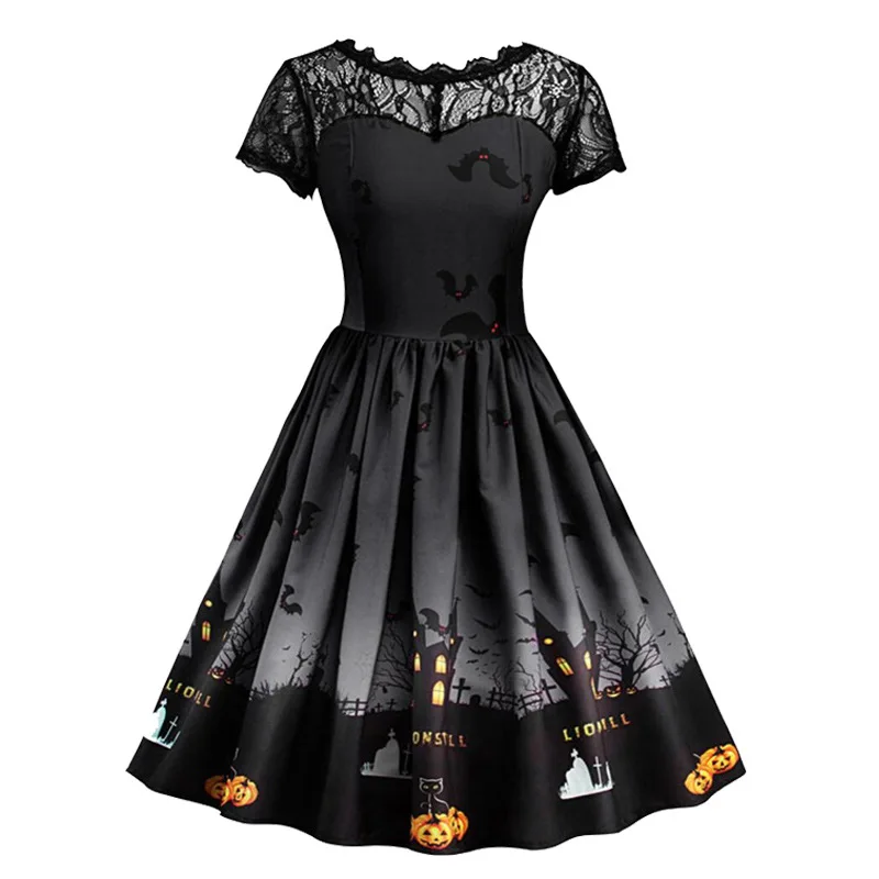 Halloween Dress Women Vintage Print O-neck Black Plus Size Party Pumpkin Print Vintage 2021 Fall Gothic Dresses Womens
Halloween Dress Women Vintage Print O-neck Black Plus Size Party Pumpkin Print Vintage 2021 Fall Gothic Dresses Womens