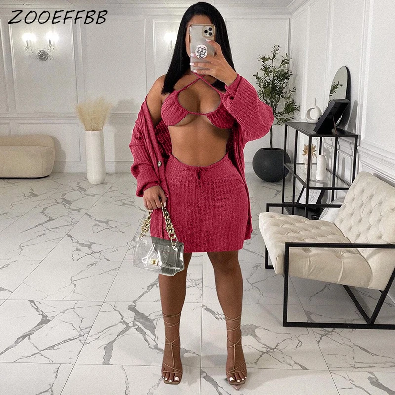 Женский трикотажный комплект ZOOEFFBB из 3 предметов, короткий топ с открытой спиной, пальто на пуговицах с длинным рукавом, соблазнительная Клу...
Женский трикотажный комплект ZOOEFFBB из 3 предметов, короткий топ с открытой спиной, пальто на пуговицах с длинным рукавом, соблазнительная Клу...