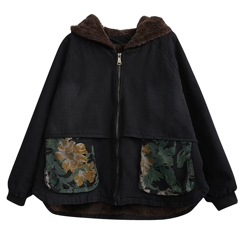 SOUL OF TIGER Chinese New Fashion Winter Clothes Women Fur Warm Printed Denim Jacket Ladies Loose Vintage Hooded Coats Plus Size 
SOUL OF TIGER Chinese New Fashion Winter Clothes Women Fur Warm Printed Denim Jacket Ladies Loose Vintage Hooded Coats Plus Size