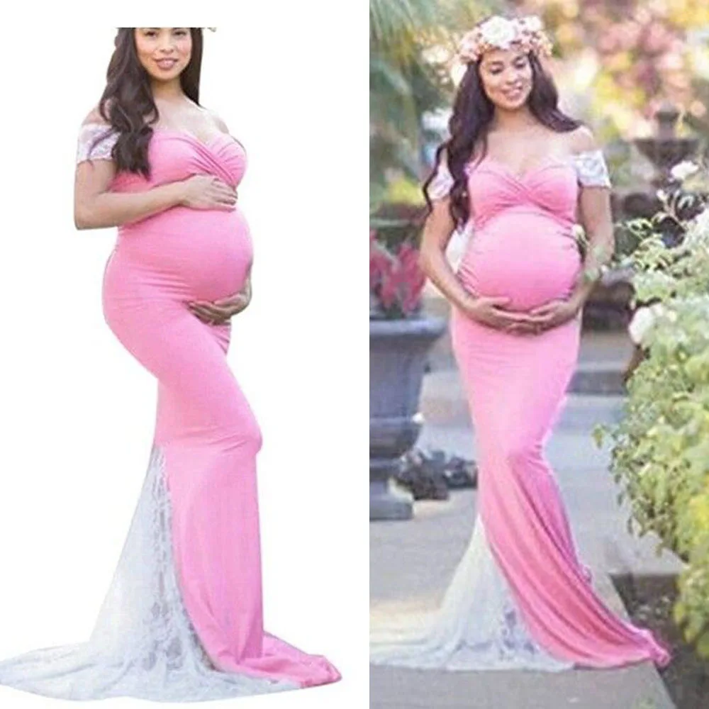 Shoulderless Lace Patchwork Maternity Dresses for Photo Shoot Pink Maternity Dress Maxi Dress for Pregnant Women Photography
Shoulderless Lace Patchwork Maternity Dresses for Photo Shoot Pink Maternity Dress Maxi Dress for Pregnant Women Photography