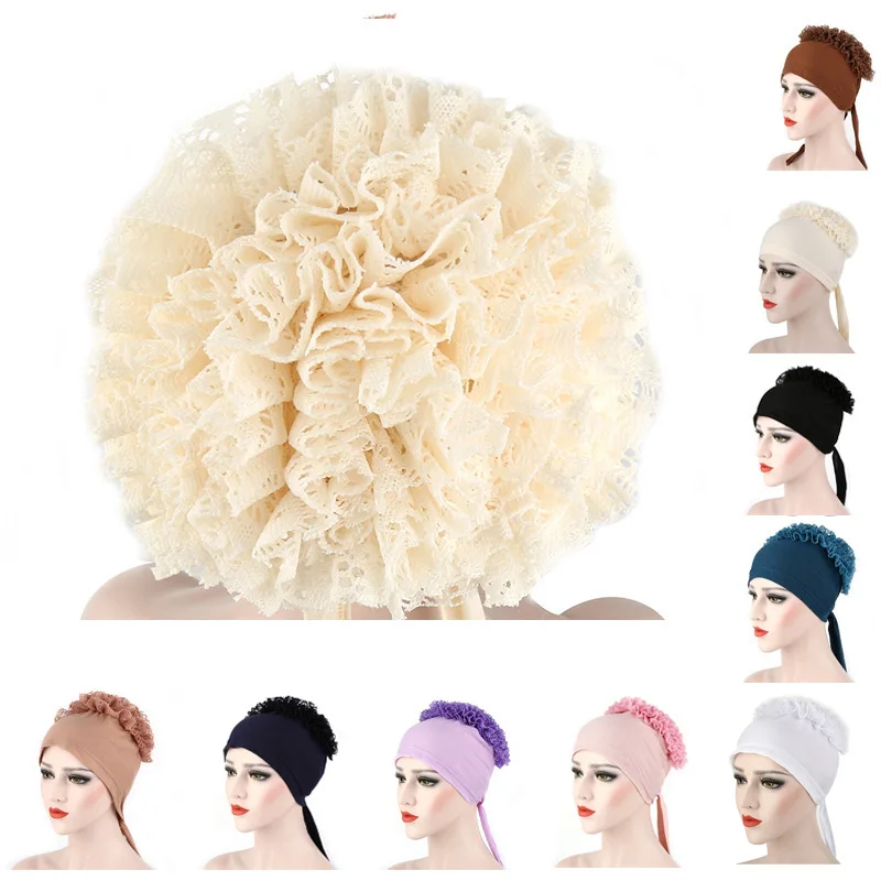 New Muslim big flower solid color lace pan flower hat India toe cap hat Europe and America trend
New Muslim big flower solid color lace pan flower hat India toe cap hat Europe and America trend