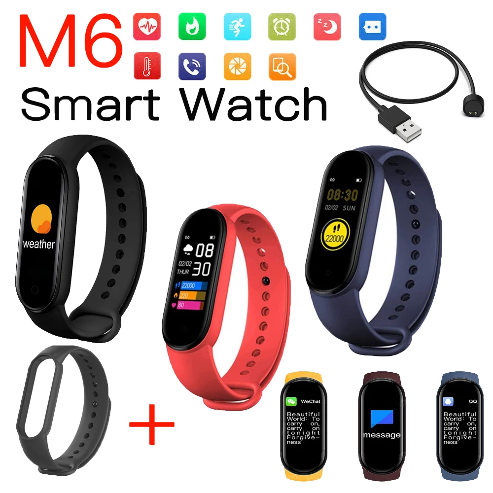 M6 Smart Watch Men And Women Fitness Bracelet Heart Rate Blood Pressure Monitoring SmartWatch For Xiaomi iPhone Android Phones
M6 Smart Watch Men And Women Fitness Bracelet Heart Rate Blood Pressure Monitoring SmartWatch For Xiaomi iPhone Android Phones