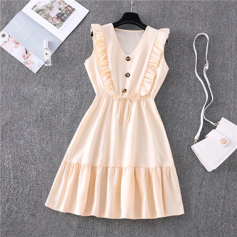 2020 New Summer Ruffles Sleeveless Dress Women Office Lady Linen V-neck Lace Up Solid Dress Female Casual
2020 New Summer Ruffles Sleeveless Dress Women Office Lady Linen V-neck Lace Up Solid Dress Female Casual