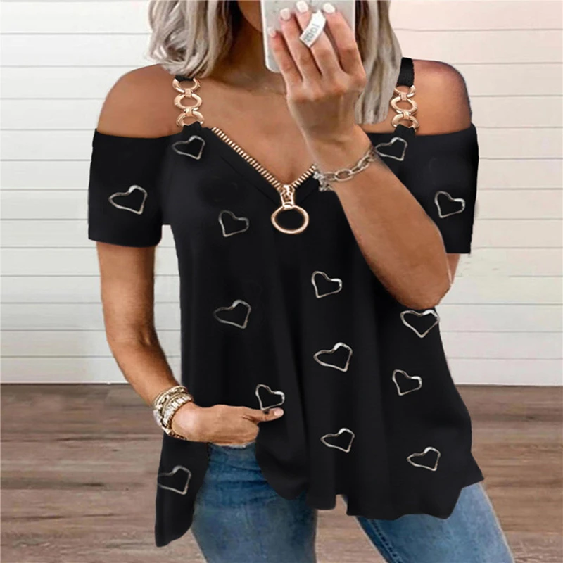 2021 New Sexy Low-Cut Tee Women Summer T-Shirt Zipper Solid Color Tops Simple New Off-Shoulder Short-Sleeve T-Shirts
2021 New Sexy Low-Cut Tee Women Summer T-Shirt Zipper Solid Color Tops Simple New Off-Shoulder Short-Sleeve T-Shirts