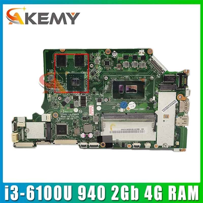 

C5V01 LA-E892P For ACER A515-51G A615-51G A315-53G Motherboard CPU i3 6100U Gpu: 940 2 Gb, 4G RAM DDR4 100% Test Ok Mainboard