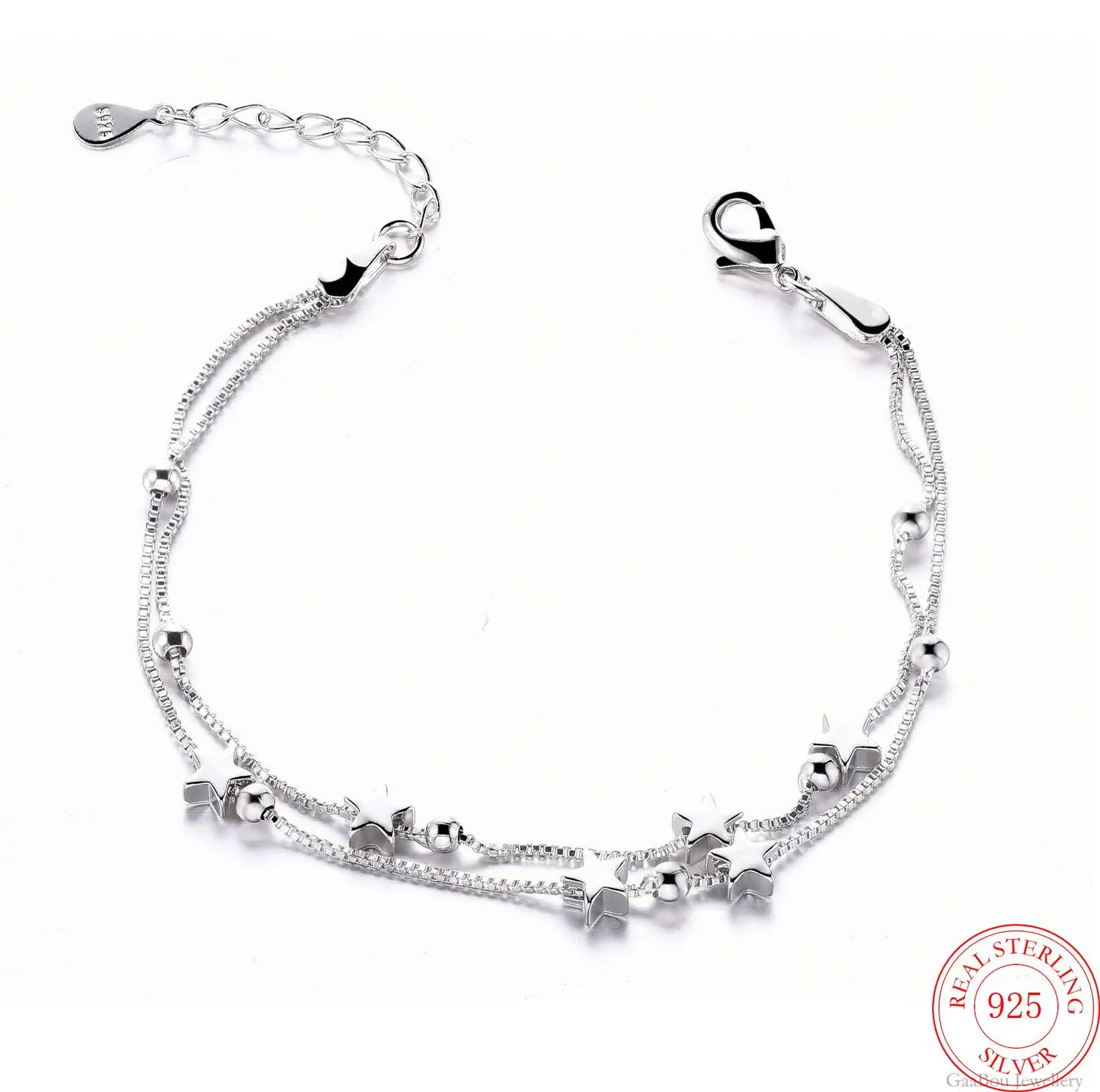 Hot Sale 925 Sterling Silver Lucky Bracelets Cuff Fashion Chain Bangle Double Layer Star Women Ladies Girls Jewelry Gift
Hot Sale 925 Sterling Silver Lucky Bracelets Cuff Fashion Chain Bangle Double Layer Star Women Ladies Girls Jewelry Gift
