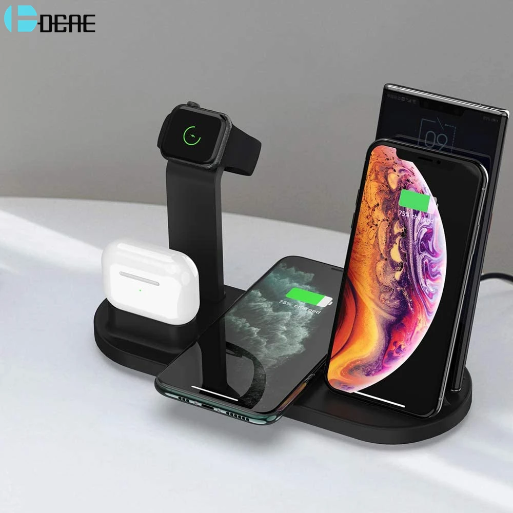 DCAE Fast Qi Wireless Charger 4 in 1 Charging Dock for Apple Watch 6 5 4 3 Airpods Pro Station Stand For iPhone 12 11 XS XR X 8
DCAE Fast Qi Wireless Charger 4 in 1 Charging Dock for Apple Watch 6 5 4 3 Airpods Pro Station Stand For iPhone 12 11 XS XR X 8