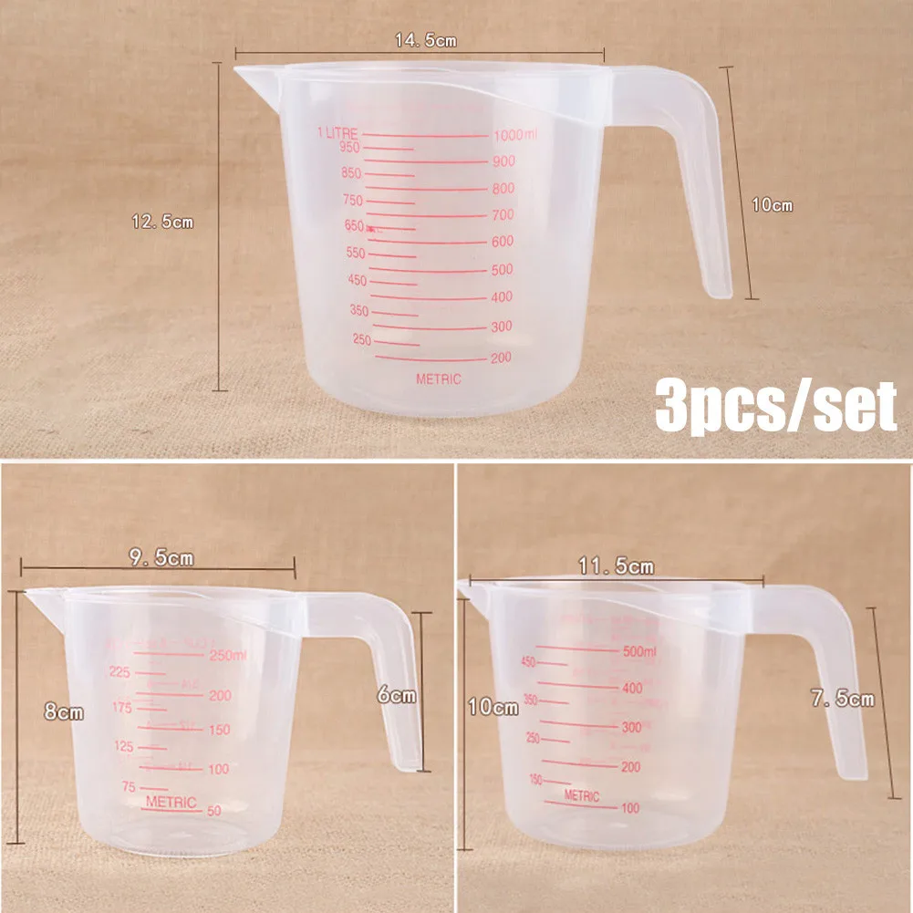 3PCS/Set 250/500/1000ML Graduated Measuring Cup Kitchen Safety PP Measuring Jug With Non Slip Handle Baking Cooking Tool
3PCS/Set 250/500/1000ML Graduated Measuring Cup Kitchen Safety PP Measuring Jug With Non Slip Handle Baking Cooking Tool