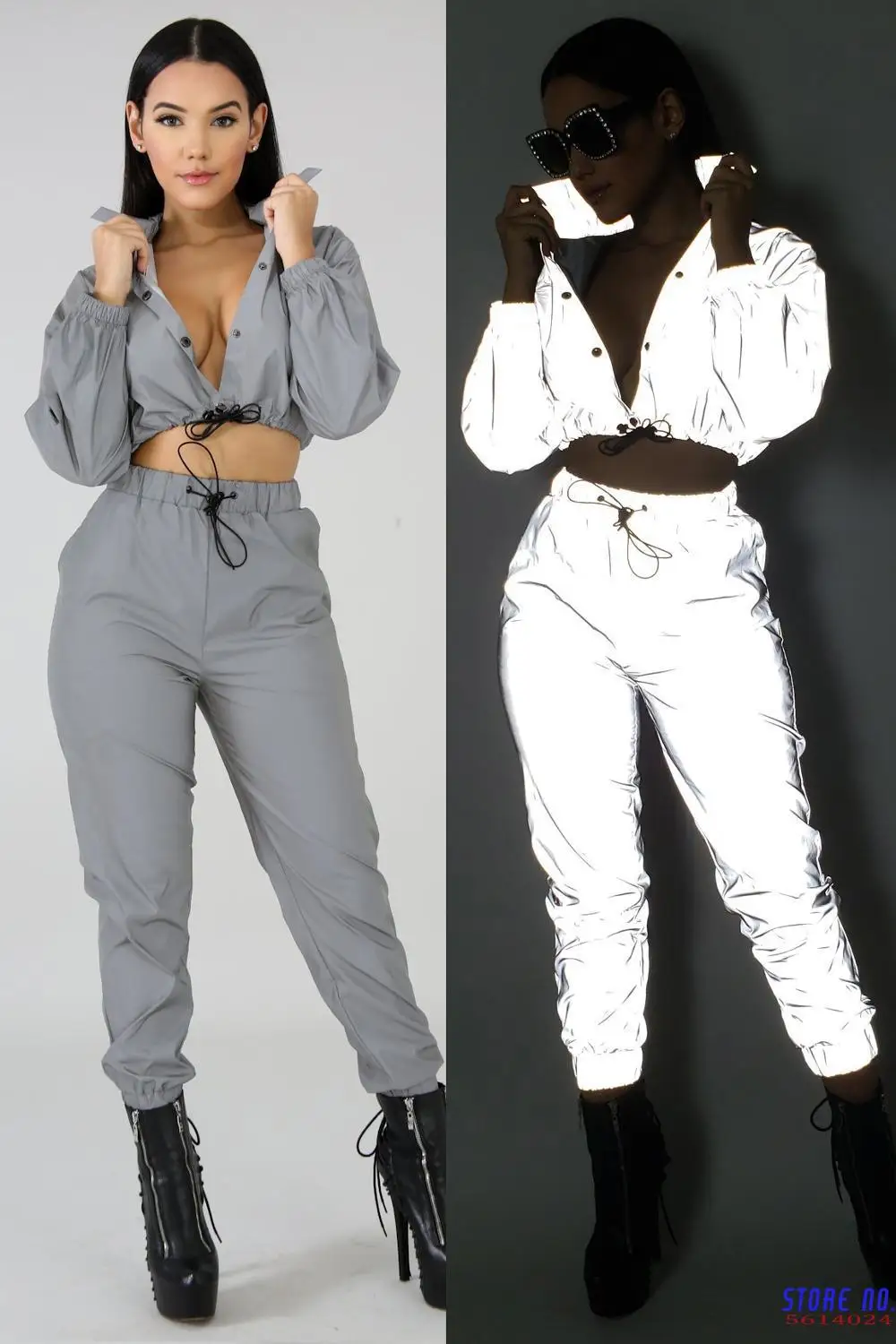 piece set flash reflective Button long sleeve Sweatshirts Tracksuit Sweatshirt Sweat Suit women sport pants W3
piece set flash reflective Button long sleeve Sweatshirts Tracksuit Sweatshirt Sweat Suit women sport pants W3