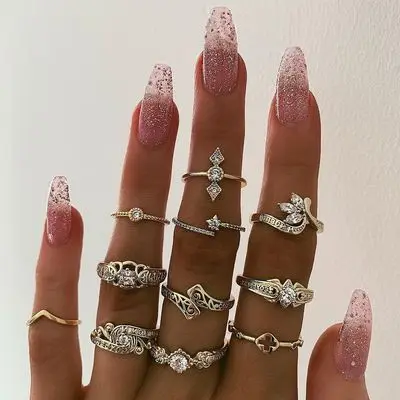11Pcs/Set Fashion Diamond Inlay Dating Rings For Women's Ring 2021 Trend Temperament Decorations For Girls Europe And America
11Pcs/Set Fashion Diamond Inlay Dating Rings For Women's Ring 2021 Trend Temperament Decorations For Girls Europe And America