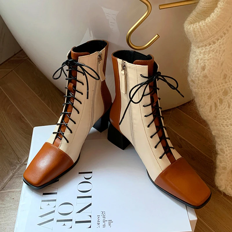 New Arrival Women Boots Genuine Leather Autumn Winter Ladies Shoes Fashion High Heels Lace Up Ankle Boots White Brown
New Arrival Women Boots Genuine Leather Autumn Winter Ladies Shoes Fashion High Heels Lace Up Ankle Boots White Brown