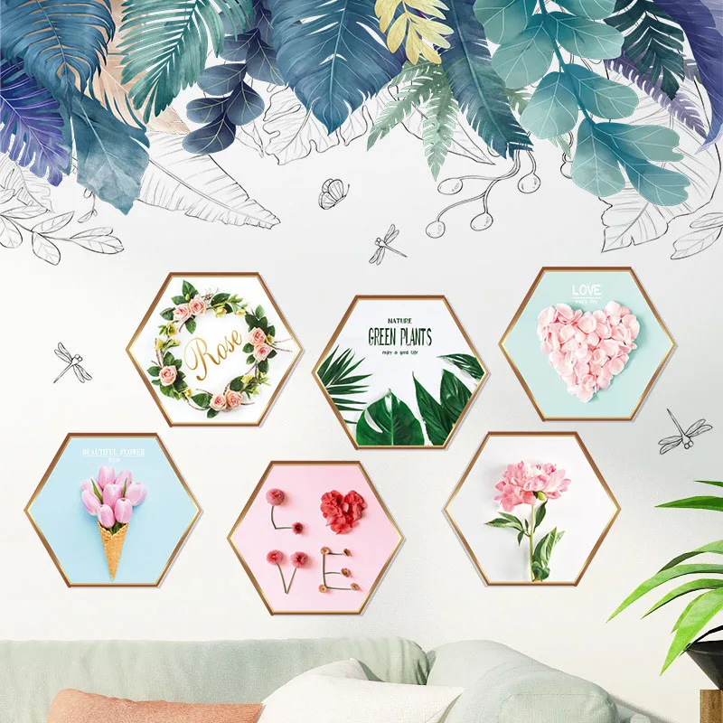 Nordic green plant photo frame painting living room TV background sofa background decoration self-adhesive wall stickers
Nordic green plant photo frame painting living room TV background sofa background decoration self-adhesive wall stickers