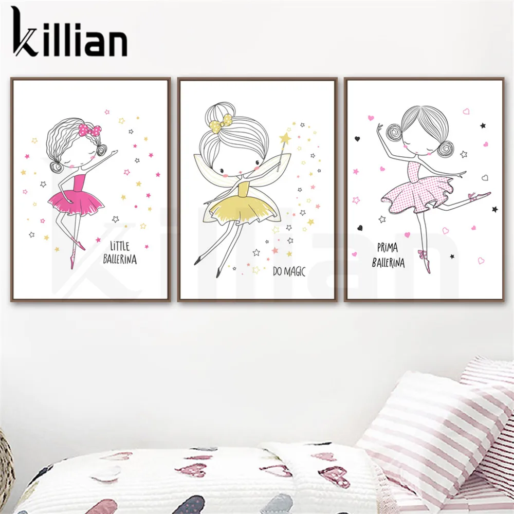 Little Ballrine Girls Dancer Canvas Painting Wall Art Fairy Cartoon Canvas Posters and Prints for Kids Baby Girl Room Home Decor
Little Ballrine Girls Dancer Canvas Painting Wall Art Fairy Cartoon Canvas Posters and Prints for Kids Baby Girl Room Home Decor