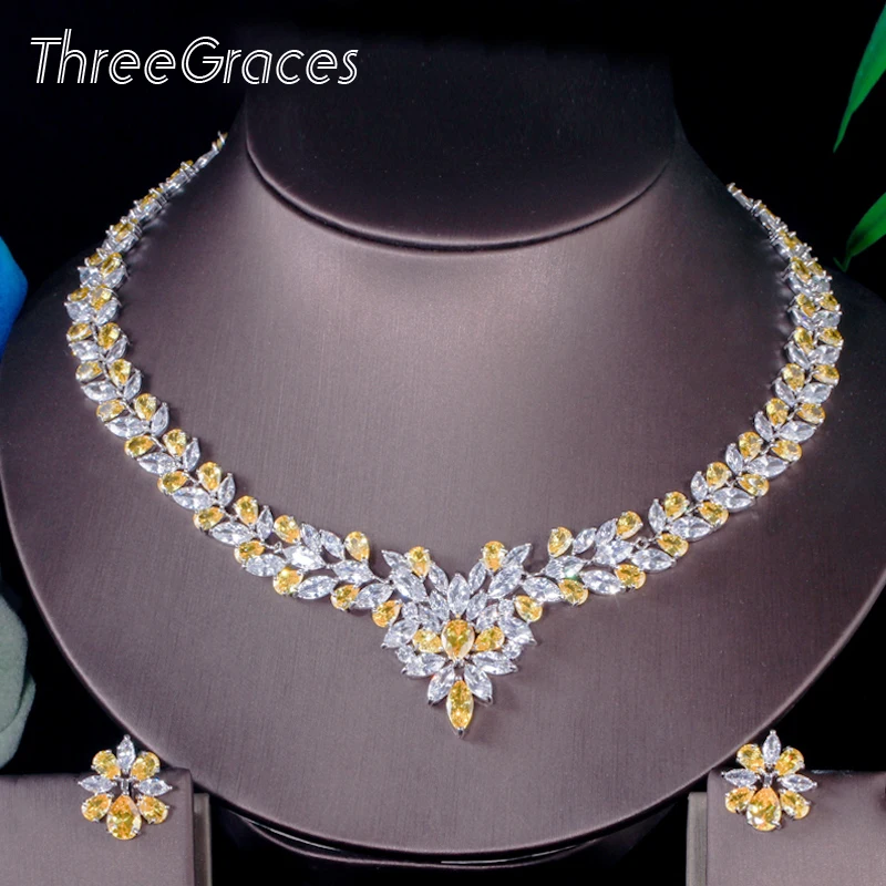 ThreeGraces Marquise Design Nigerian African Wedding Jewelry Sparking Yellow CZ Stone Statement Necklace Set For Women JS587
ThreeGraces Marquise Design Nigerian African Wedding Jewelry Sparking Yellow CZ Stone Statement Necklace Set For Women JS587