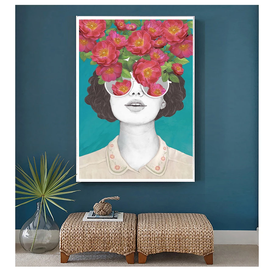 

Flower Girl Portrait Wall Art Canvas Painting Pictures For Living Room Scandinavian Home Decor ZeroC Nordic Posters And Prints
