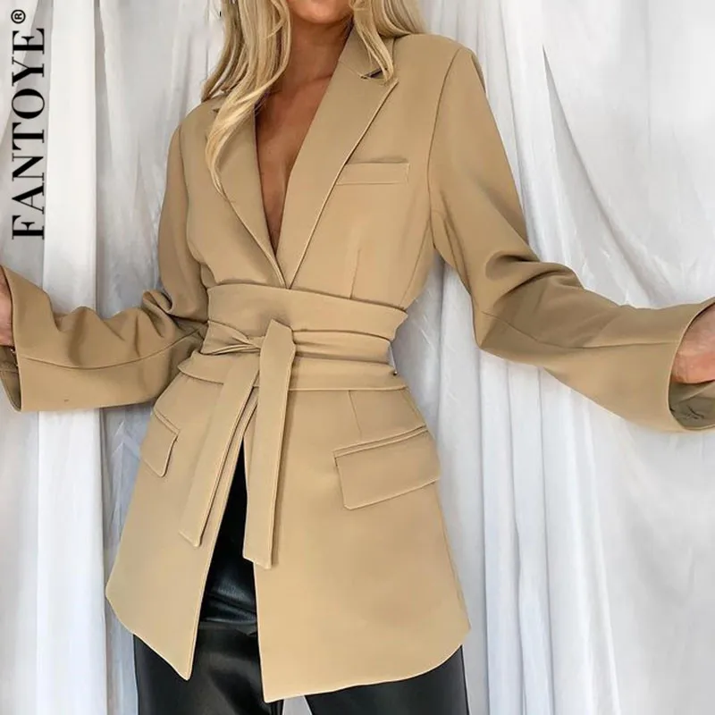 Fantoye Solid Notched Collar Lace-up Blazer For Women Black Long Sleeve Suit Women 2021 Autumn Elegant Slim Fashion Blazer Coat
Fantoye Solid Notched Collar Lace-up Blazer For Women Black Long Sleeve Suit Women 2021 Autumn Elegant Slim Fashion Blazer Coat