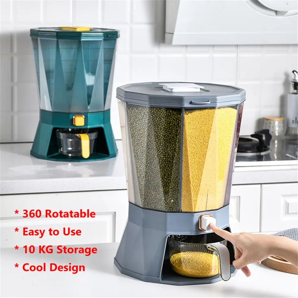 360 Rotatable 4-compartments Grains Dispenser Automatic Grain Storage Bin Food Grain Storage Container Rice Storage Box
360 Rotatable 4-compartments Grains Dispenser Automatic Grain Storage Bin Food Grain Storage Container Rice Storage Box