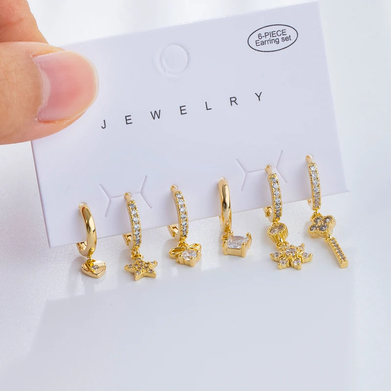 Fashon 6 Piece Set Flower Tassel Hoop Earrings Cute Heart Star Small Hoop Earrings For Women Jewelry
Fashon 6 Piece Set Flower Tassel Hoop Earrings Cute Heart Star Small Hoop Earrings For Women Jewelry