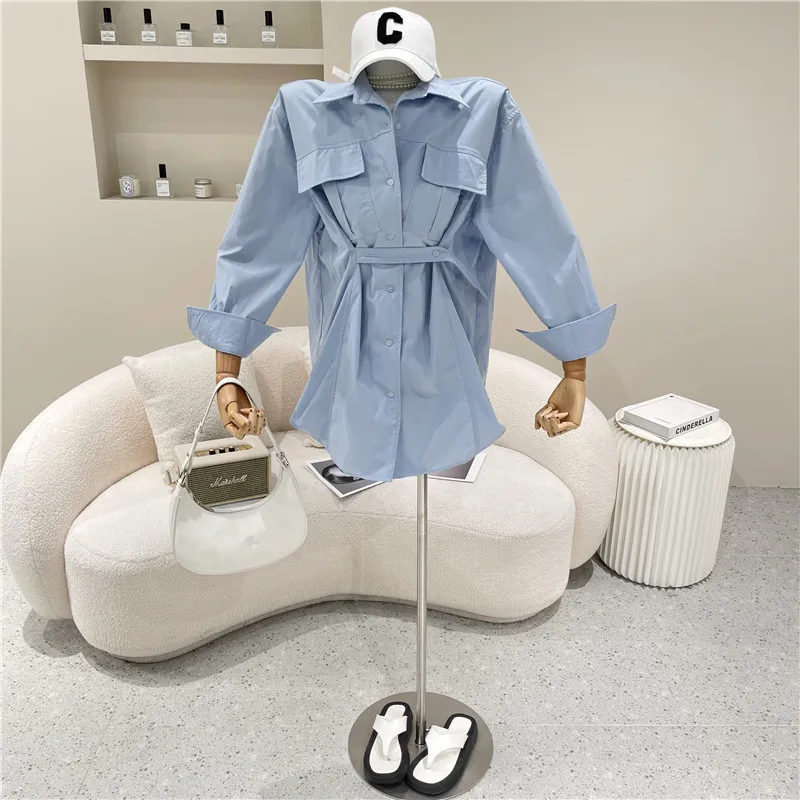 Women's Clothing Spring Summer 2021 Niche Design Fashion New Loose Waist Polo Collar Long Sleeve Medium Length Shirt
Women's Clothing Spring Summer 2021 Niche Design Fashion New Loose Waist Polo Collar Long Sleeve Medium Length Shirt