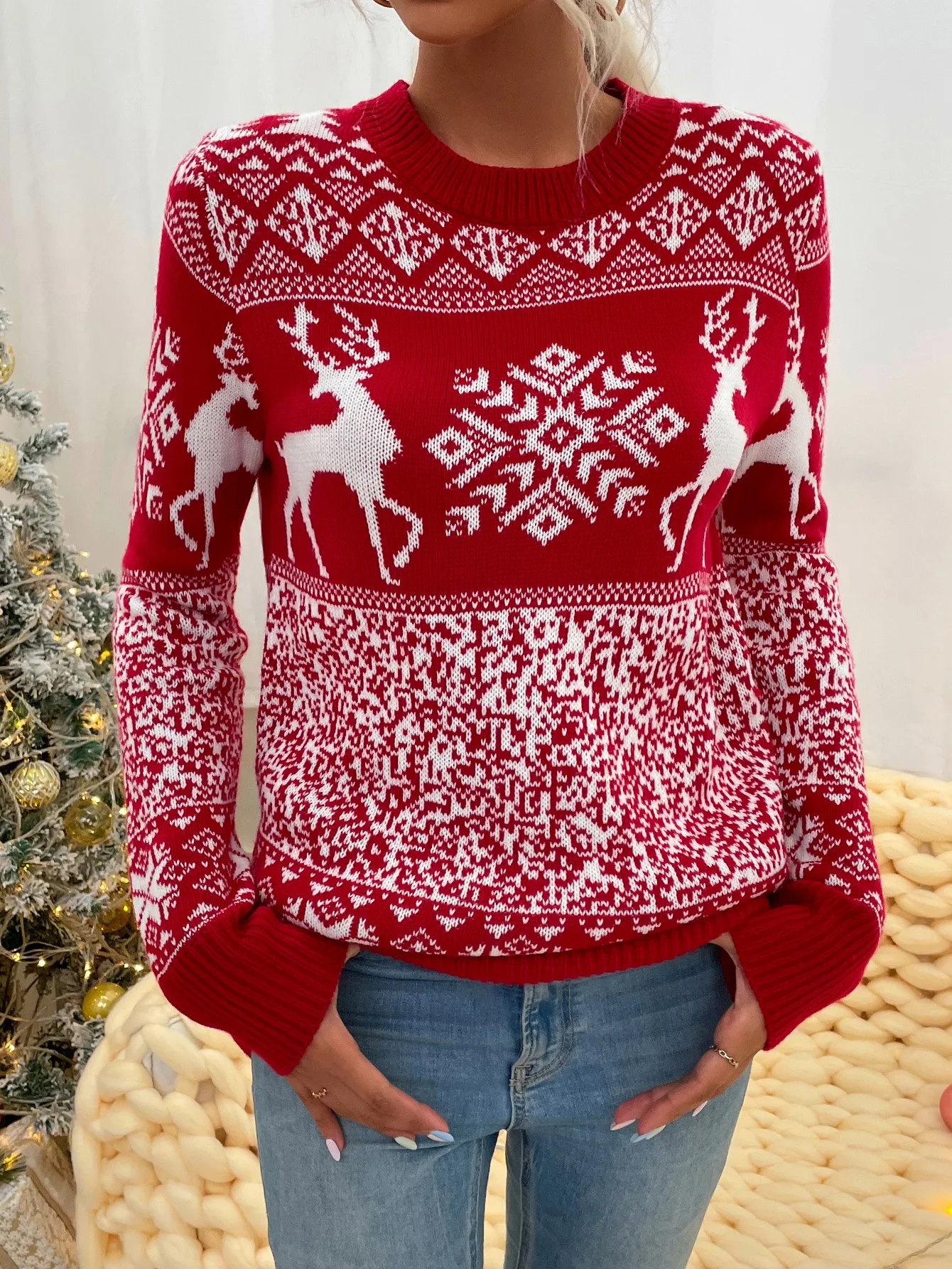 Christmas Sweater Women Fashion Elk Print Patchwork Long Sleeve E-girl Knit Pullovers Casual Elegant O Neck Loose Sweaters
Christmas Sweater Women Fashion Elk Print Patchwork Long Sleeve E-girl Knit Pullovers Casual Elegant O Neck Loose Sweaters
