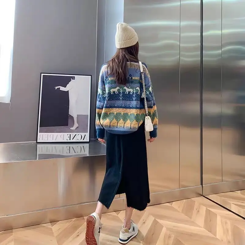 Christmas fawn knit sweater pullover autumn and winter new baggy inside and outside
Christmas fawn knit sweater pullover autumn and winter new baggy inside and outside