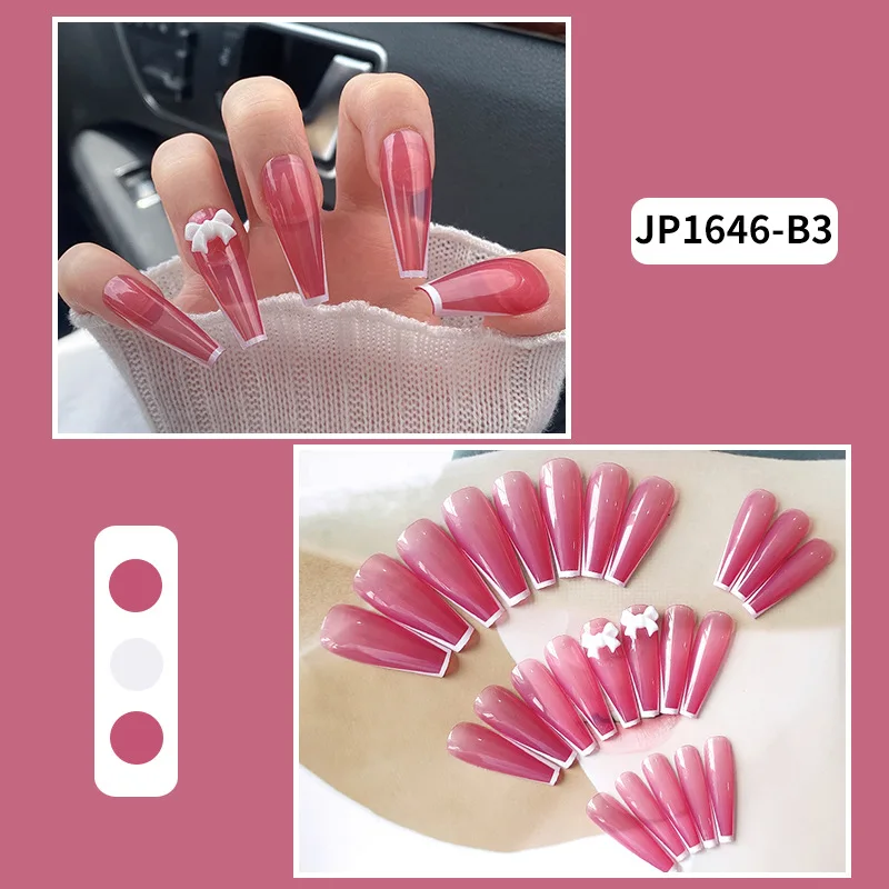 24pcs Bow Nail Patch Glue Type Removable Super Long Paragraph Fashion Manicure Save Time False Nail Patch faux ongles
24pcs Bow Nail Patch Glue Type Removable Super Long Paragraph Fashion Manicure Save Time False Nail Patch faux ongles