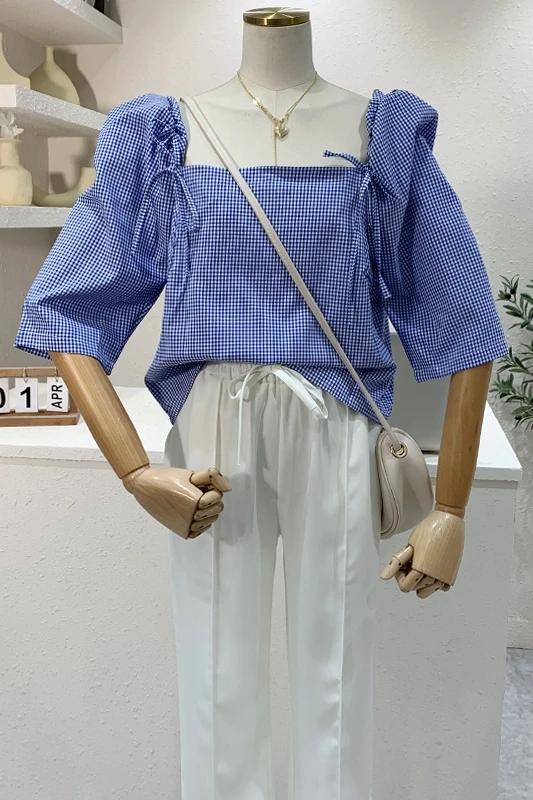 2021 Summer New Korean Style Plaid Square Collar Slimming Shirt Women's Puff Sleeve Lace-up Bow Crop Blouse Female Tops Blusas
2021 Summer New Korean Style Plaid Square Collar Slimming Shirt Women's Puff Sleeve Lace-up Bow Crop Blouse Female Tops Blusas
